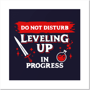 Do Not Disturb Leveling Up In Progress Light Red Label Posters and Art